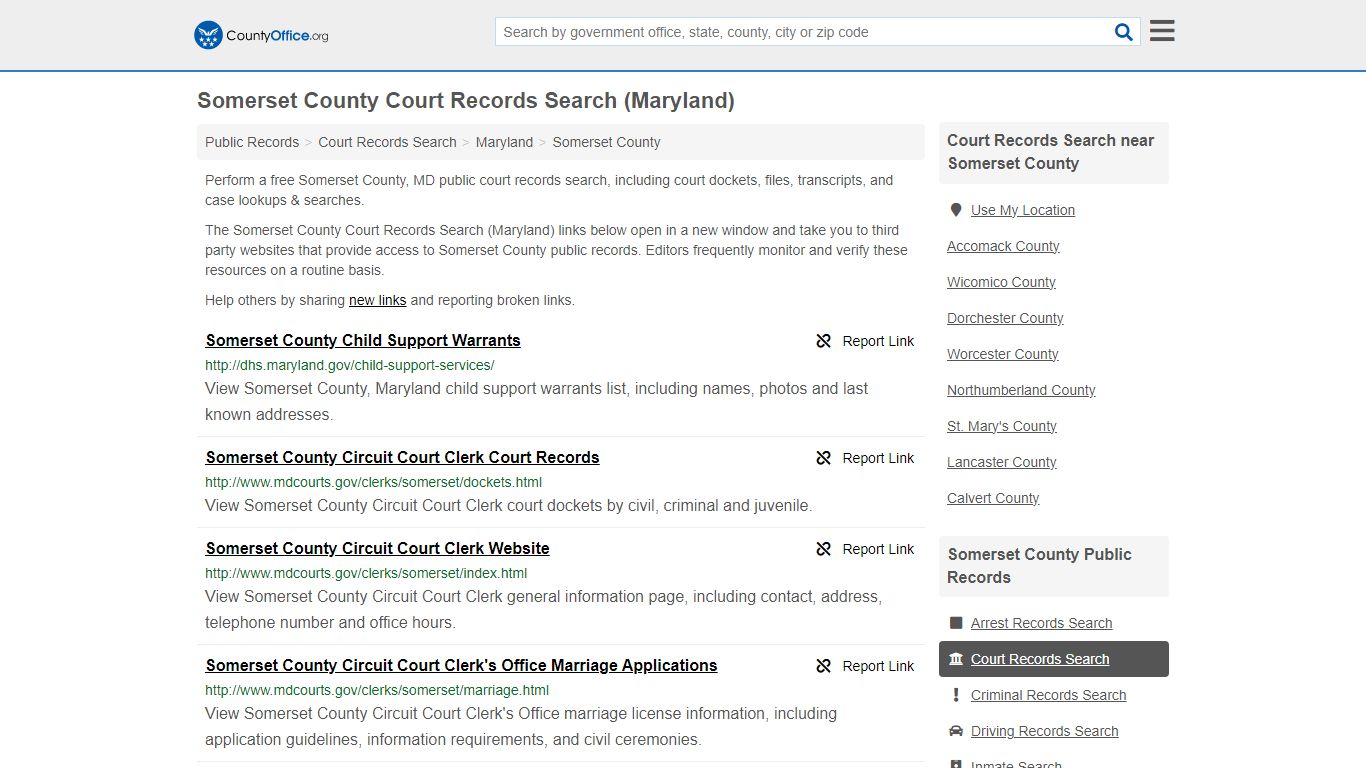 Somerset County Court Records Search (Maryland)