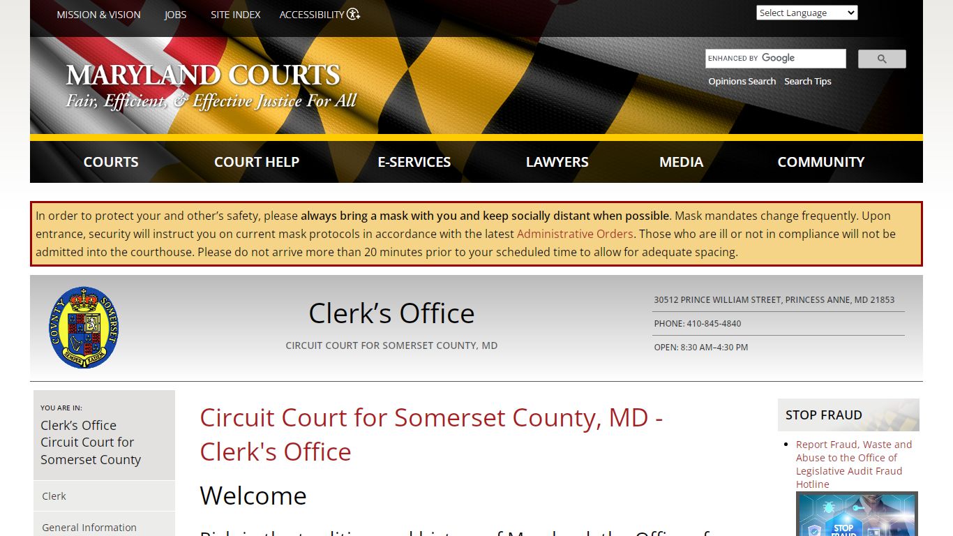Circuit Court for Somerset County, MD - Clerk's Office